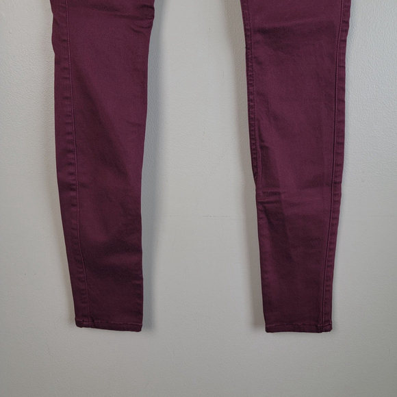Abercrombie & Fitch Mid Rise Super Skinny Burgundy Jegging Stretch Jeans 24 AF - Picture 7 of 12